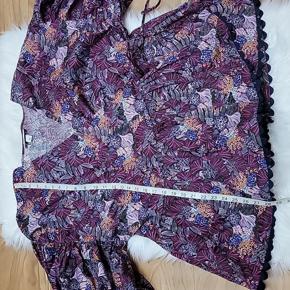 📌FINAL SALE |NWOT | Kika Vargas x T Purple Coral Reef Wrap Peplum Blouse - Picture 10 of 11